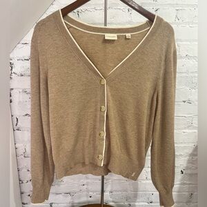 Scotch & Soda Amsterdam Soft V Neck Cardigan L Tan Neutral Lightweight Sweater